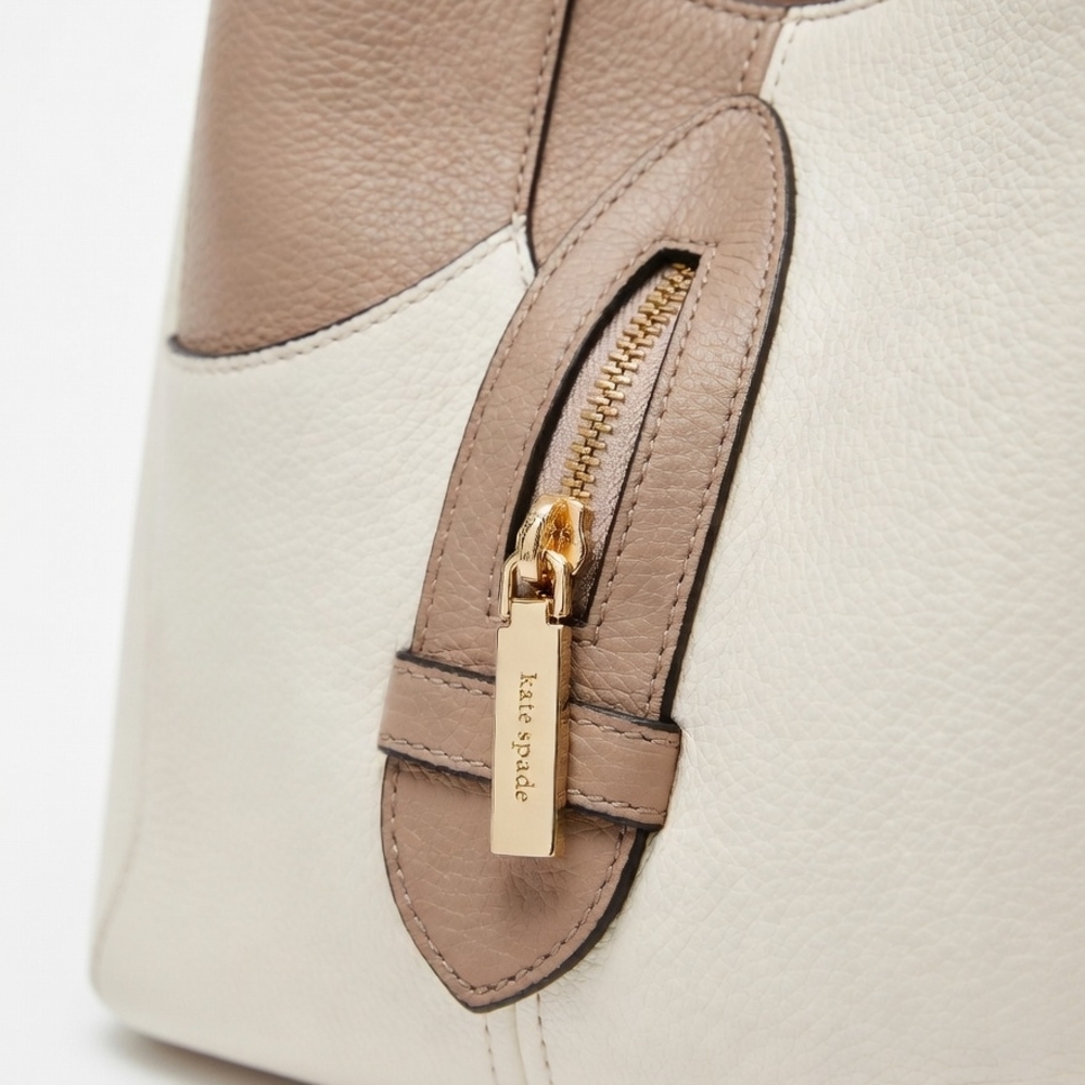 Authentic Kate Spade New York Two-Tone Pebbled Leather Shoulder Bag Cre Ta - Picture 3 of 12